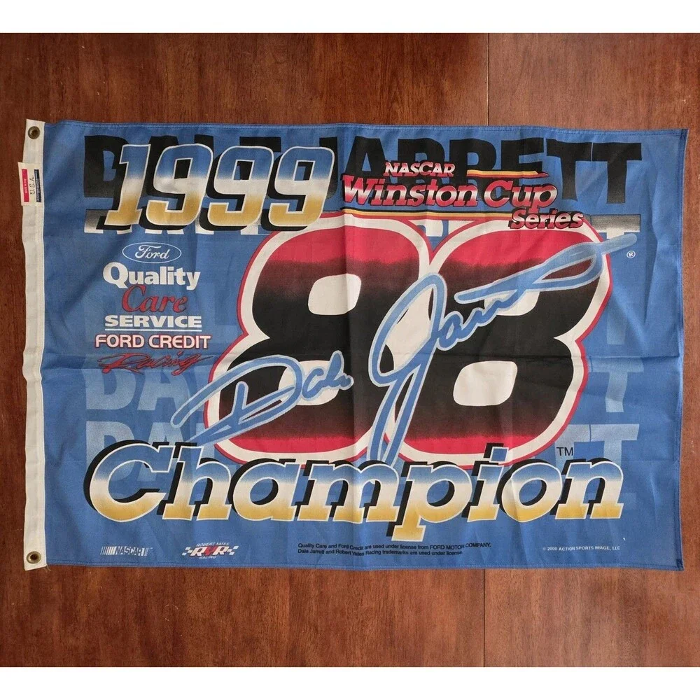 Vtg Dale Jarrett 1999 NASCAR Winston Cup Series Champion #88 Banner Flag 42x28